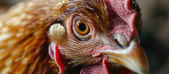 Close-up texture of a chicken's eyes.