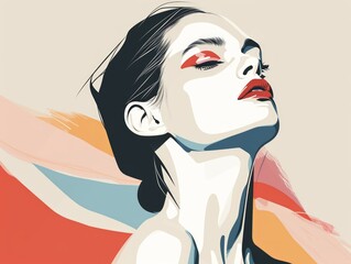 Beautiful woman with creative make-up. illustration in pop art style. Generative AI