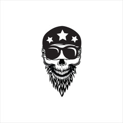 vector monochrome vintage skull icon illustration.
