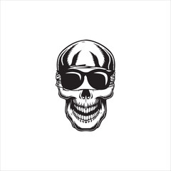 vector monochrome vintage skull icon illustration.