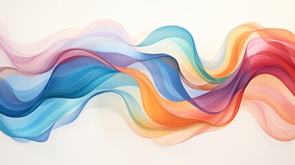  a multicolored wave of flowing fabric on a white background with space for a text or an image to put on a wall.
