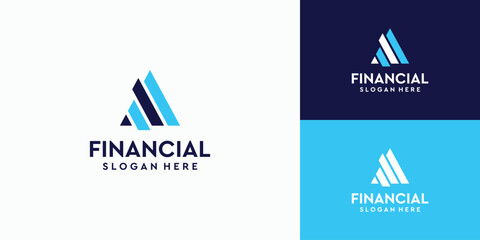 Financial graph pyramid triangle logo design - obrazy, fototapety, plakaty