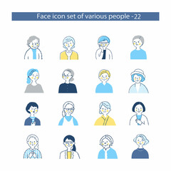 シニア女性　アイコンセット　上半身　