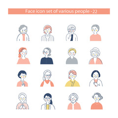 シニア女性　アイコンセット　上半身　