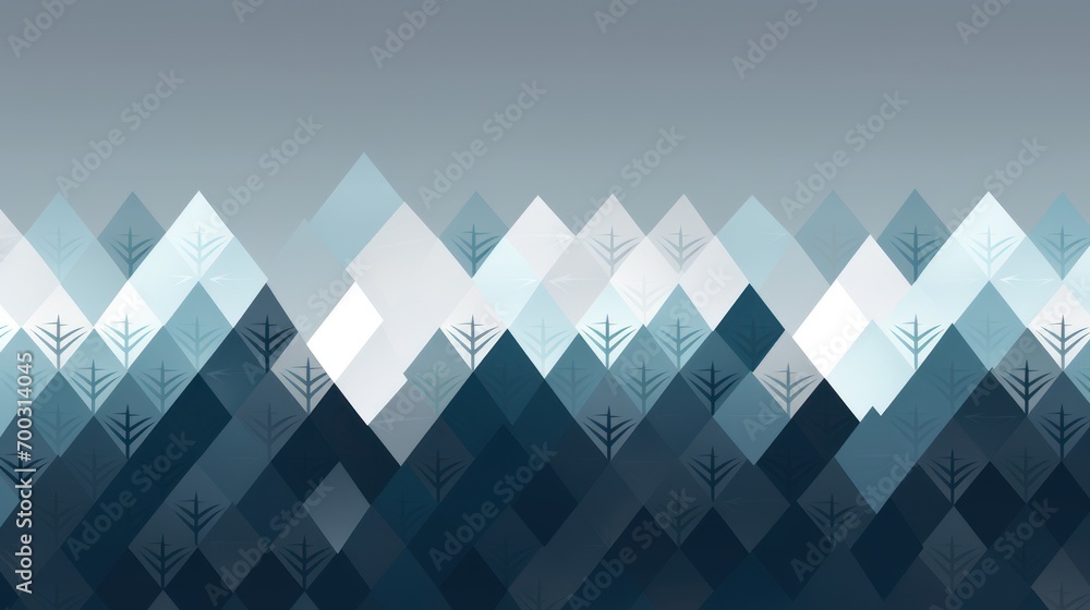Aufkleber a blue and white abstract background with a pattern of trees in the foreground and a gray sky in the