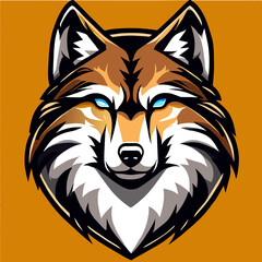 Obraz premium Regal Vigor: Realistic Wolf Head Emblem in Vector Mastery