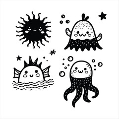 vector funny monster hand drawn doodle set
