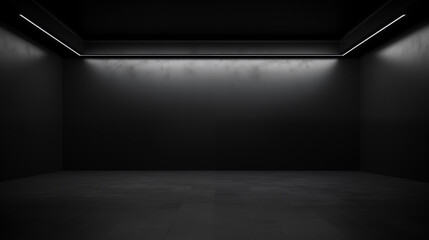 empty dark room with wall and spotlight - obrazy, fototapety, plakaty
