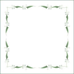Fototapeta premium Green botanical frame with tropical leaves in jungles decorative corners for greeting cards, banners, business cards, invitations, menus. Isolated vector illustration. 