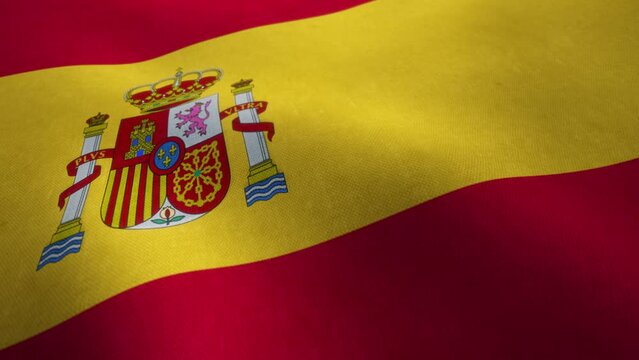 Video animation of a waving Spanish national flag in a seamless loop.