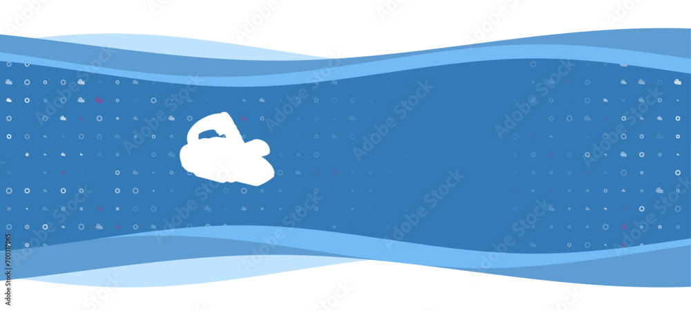 Aufkleber blue wavy banner with a white electric plane symbol on the left. on the background there are small w