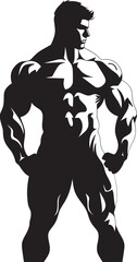 Shadowed Behemoth Full Body Black Vector Icon for Gym Titans Blackened Adonis Full Body Vector Logo Design for Bodybuilders - obrazy, fototapety, plakaty