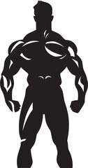 Ebonized Titan Emblem Full Body Vector Logo for Muscle Icons Chiseled Titan Monogram Full Body Black Vector for Bodybuilders
