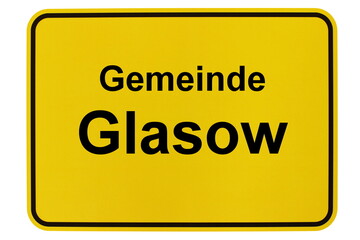 Illustration eines Ortsschildes der Gemeinde Glasow in Mecklenburg-Vorpommern