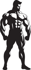 Ink etched Adonis Full Body Black Vector for Muscle Warriors Obsidian Titan Icon Full Body Black Vector for Fitness Icons