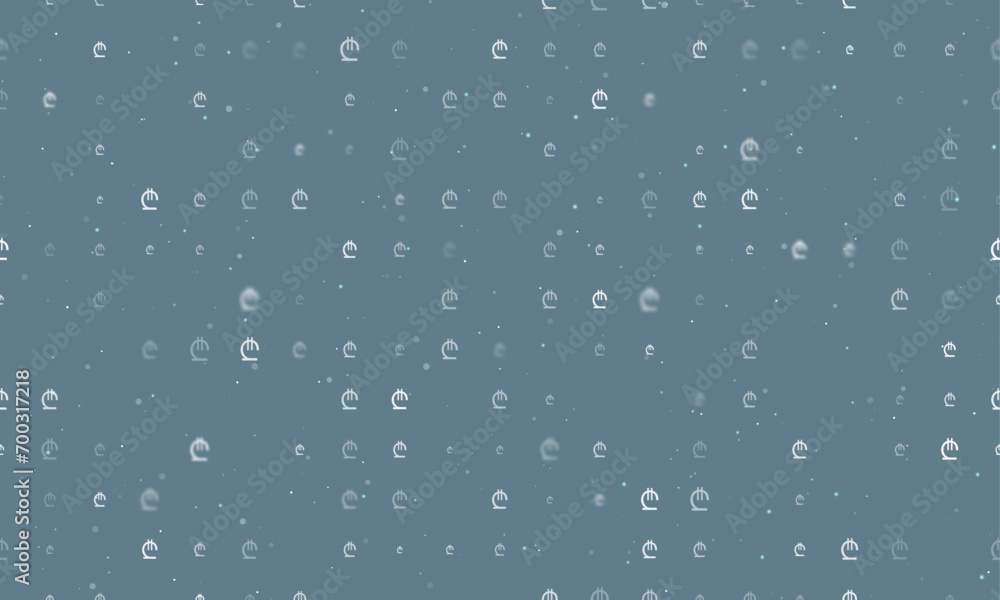Poster seamless background pattern of evenly spaced white lary symbols of different sizes and opacity. vect