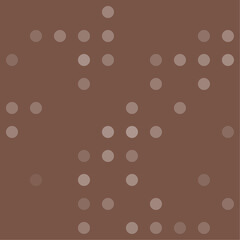 Abstract seamless geometric pattern. Mosaic background of white circles. Evenly spaced big shapes of different color. Vector illustration on brown background