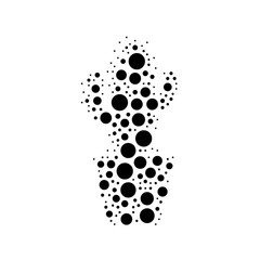 A large cactus symbol in the center made in pointillism style. The center symbol is filled with black circles of various sizes. Vector illustration on white background