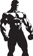 Championed Charcoal Bodybuilders Iconic Figure Obsidian Opulence Full Body Vector Art