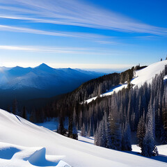 winter mountain landscape at dawn