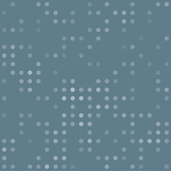 Abstract seamless geometric pattern. Mosaic background of white circles. Evenly spaced  shapes of different color. Vector illustration on blue gray background