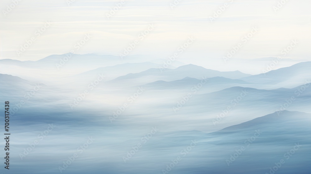 Poster a view of a mountain range in the distance from a bird's eye view of the clouds in the sky.