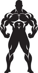 Ebony Emblem Full Body Black Vector Icon Ink and Iron Bodybuilders Iconic Vector Silhouette