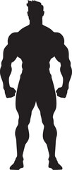 Monochrome Muscle Bodybuilders Iconic Vector Art Ebony Emblem Full Body Black Vector Icon