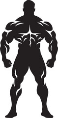 Carbon Cut Full Body Black Vector Logo Design Monochrome Muscle Bodybuilders Iconic Vector Art