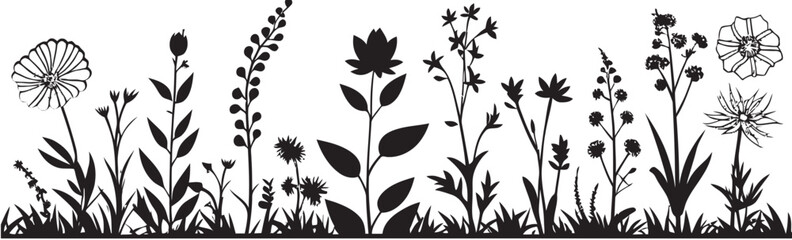 Enigmatic Inked Blossom Frame Black Botanical Icon Botanical Silhouette Perimeter Floral Vector Logo