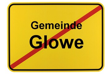 Illustration eines Ortsschildes der Gemeinde Glowe in Mecklenburg-Vorpommern