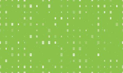 Seamless background pattern of evenly spaced white seven of diamonds playing cards of different sizes and opacity. Vector illustration on light green background with stars