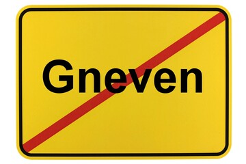 Illustration eines Ortsschildes der Gemeinde Gneven in Mecklenburg-Vorpommern