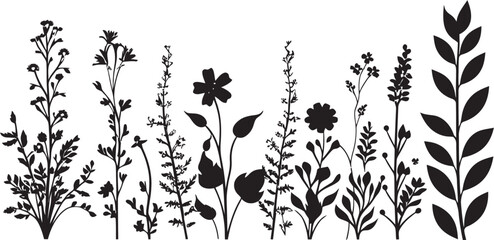 Ink Drenched Flora Perimeter Botanical Vector Logo Midnight Bloom Boundary Black Floral Vector Emblem