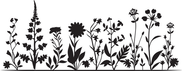 Botanical Silhouette Border Floral Vector Emblem Monochrome Petal Framework Black Floral Border Icon