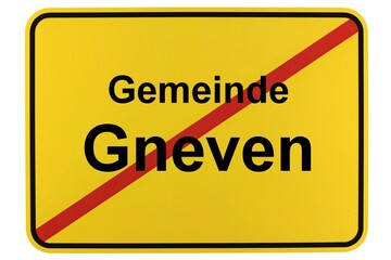 Illustration eines Ortsschildes der Gemeinde Gneven in Mecklenburg-Vorpommern