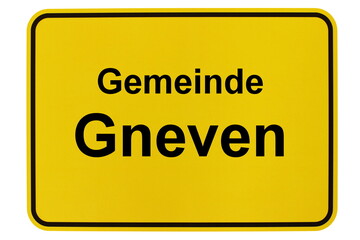 Illustration eines Ortsschildes der Gemeinde Gneven in Mecklenburg-Vorpommern