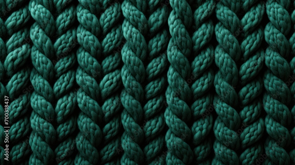 Aufkleber a close up view of a green knitted fabric with a very large braiding pattern on the side of it.