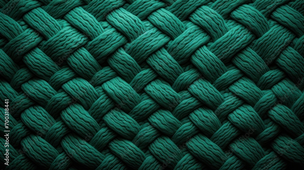 Aufkleber a close up view of a green knitted material with a very large braiding pattern on the side of it.