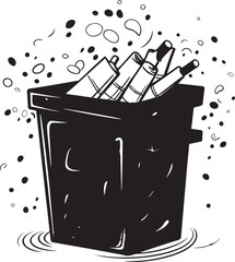 Discarded Smoke Symbol Black Vector Design Quitted Habit Emblem No Smoking Bin Icon