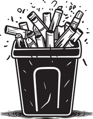 Trash Bin Reminder Black Vector Logo Smoke Free Zone Symbol No Smoking Bin Design