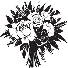 Chic Bouquet Essence Black Box Logo Petal Harmony Bridal Vector Symbol