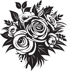 Graceful Blossom Elegance Black Emblem Wedded Petal Ensemble Bridal Bouquet Icon