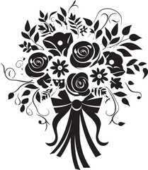 Wedding Bouquet Silhouette Monochrome Emblem Chic Floral Harmony Black Box Logo Design