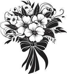 Chic Floral Harmony Black Bridal Vector Floral Radiance Black Bouquet Emblem