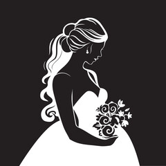 Glamorous Bridal Elegance Vector Icon Ethereal Bride Black Vector Symbol