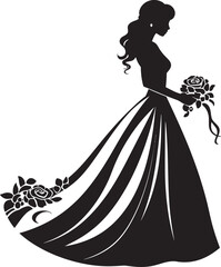 Elegant Portrait Black Bride Emblem Radiant Brides Essence Black Vector