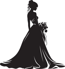 Elegant Bridal Harmony Monochrome Emblem Chic Presence Black Vector Bride