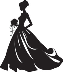Timeless Bridal Grace Monochrome Vector Radiant Bridal Portrait Black Logo