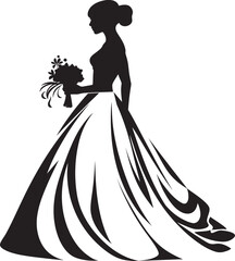 Wedded Elegance Monochrome Vector Icon Brides Glamour Black Vector Design